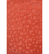 Terracotta orange embossed hand-tufted wool rug with abstract design